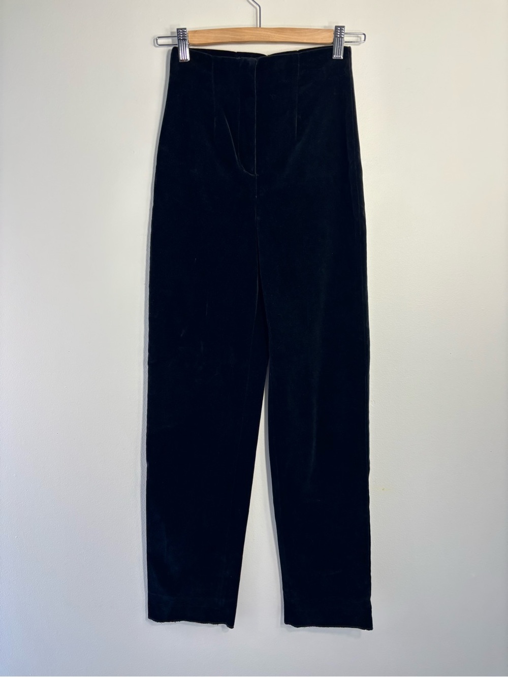 Blumarine Black Velvet High-Waist Cotton Trousers